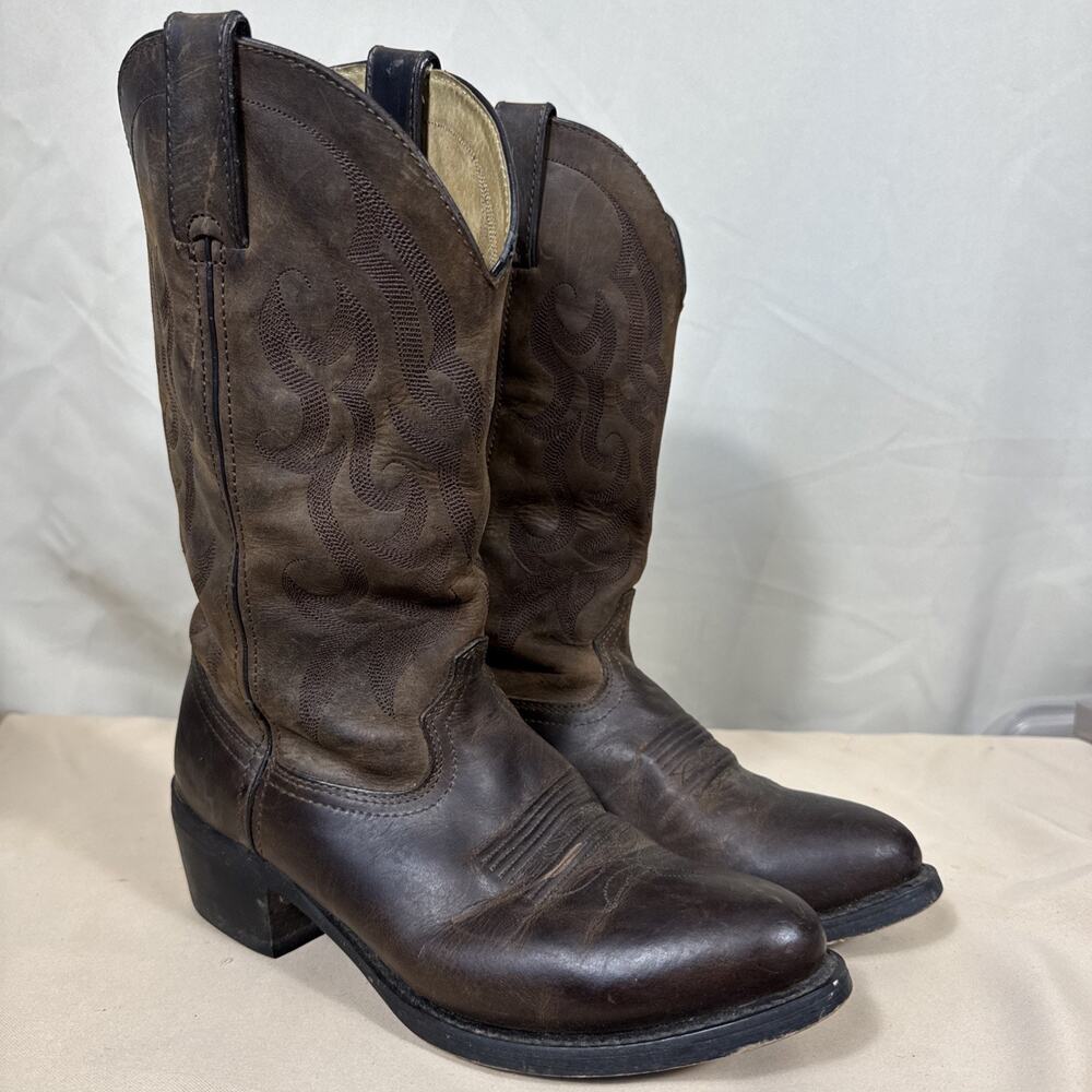 Durango DB922 Men’s 8.5D Distressed Leather Cowboy Western Boots Ranch Wear
